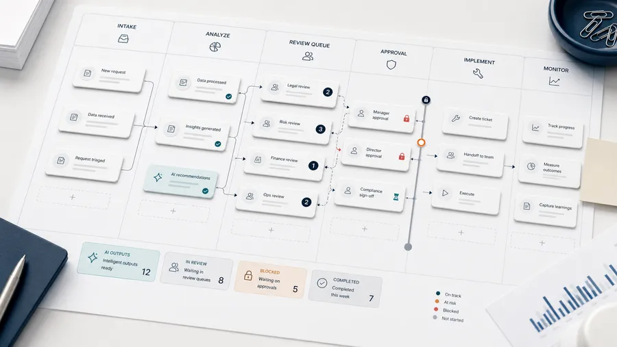Many pilots disappoint not because the model is weak, but because the surrounding workflow still depends on slow approvals, fragmented ownership, and manual coordination.